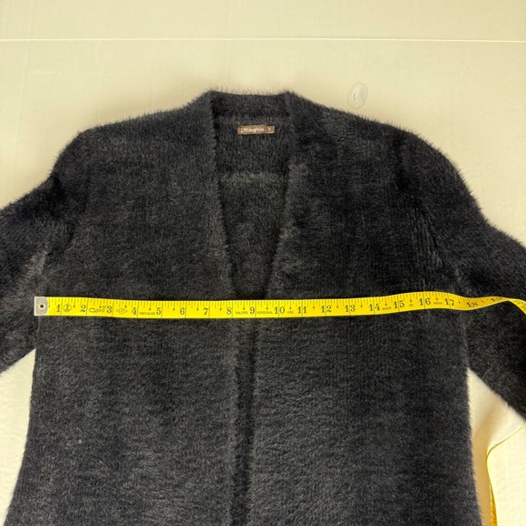 J.McLaughlin Nisa Black Fuzzy Cardigan Sweater Open‎ Front 3/4 Sleeve Small - Picture 8 of 9